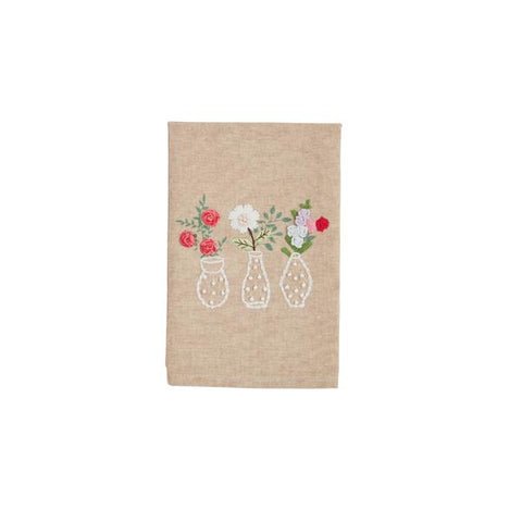Mudpie Triple Flower Embroidered Towel