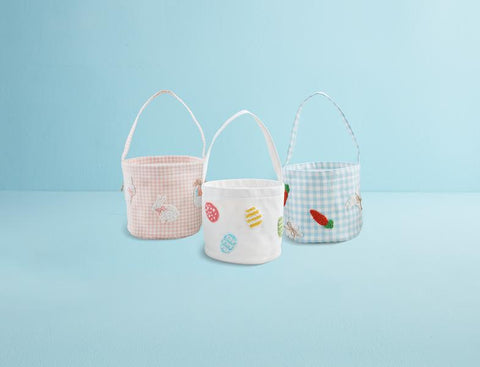 Mudpie Pink Gingham Beaded Easter Basket