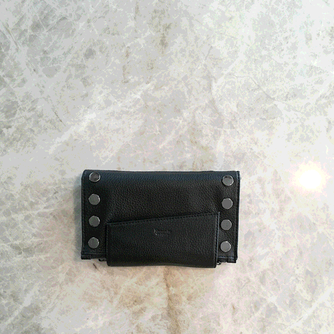 Hammitt Levy Black Gun Metal Leather Crossbody and Wallet