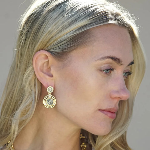 Tat2 Designs Gold Morro Double Coin Earrings