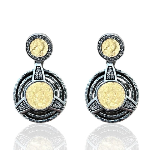 Tat2 Designs Vintage Silver Morro Double Coin Earrings