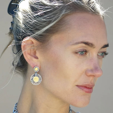Tat2 Designs Vintage Silver Morro Double Coin Earrings