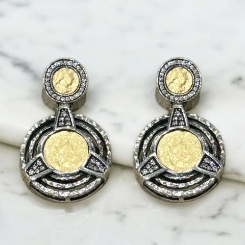 Tat2 Designs Vintage Silver Morro Double Coin Earrings