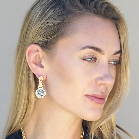 Tat2 Designs Gold Ciro Coin & Chain Earrings