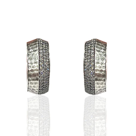 Tat2 Designs Vintage Silver Pave Noma Hoop Earrings