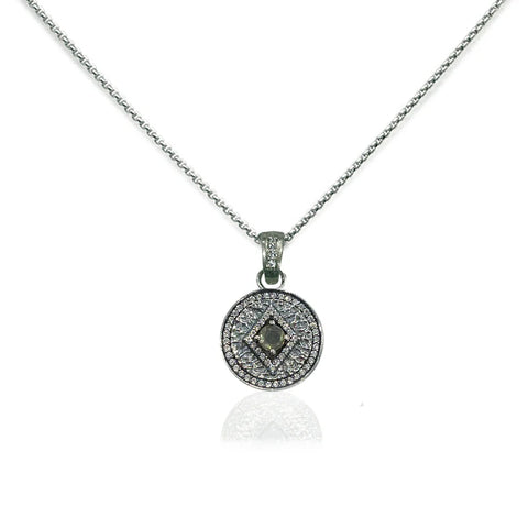 Tat2 Designs Vintage Silver Labradorite Disc Necklace