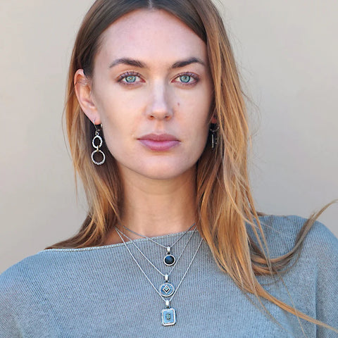 Tat2 Designs Vintage Silver Labradorite Disc Necklace