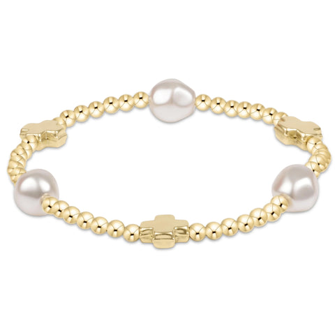 enewton signature cross admire pearl pattern 3mm bead bracelet - gold
