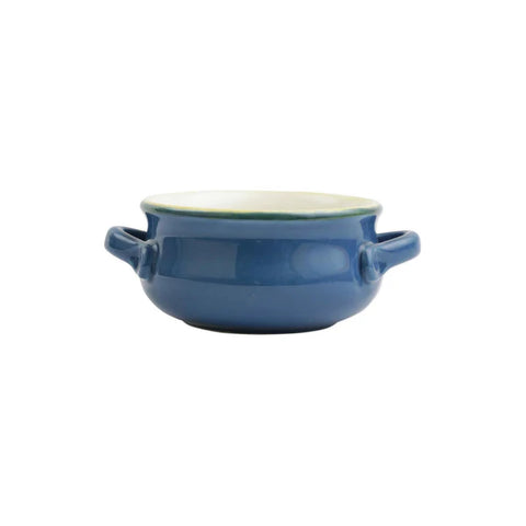 Vietri Italian Bakers Small Blue Handled Round Baker