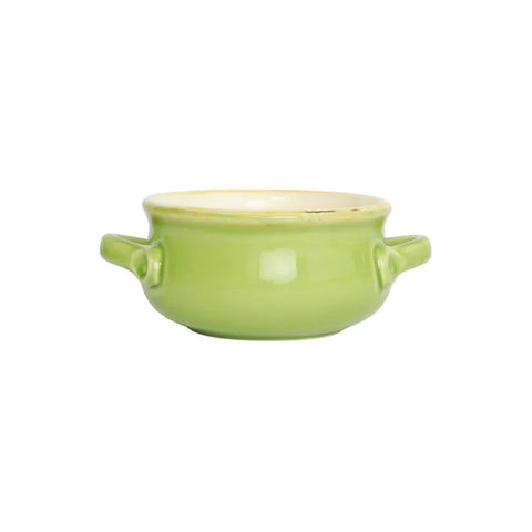 Vietri Italian Bakers Small Green Handled Round Baker
