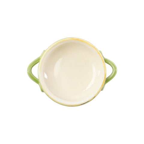 Vietri Italian Bakers Small Green Handled Round Baker