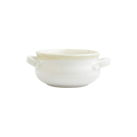 Vietri Italian Bakers Small White Handled Round Baker