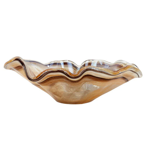 NEW Vietri Onda Glass Tortoiseshell Large Bowl
