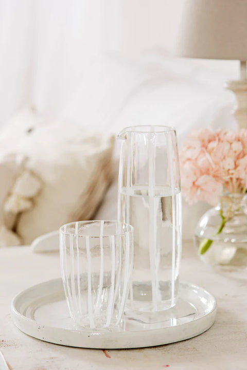 NEW Vietri Nuovo White Stripe Pitcher