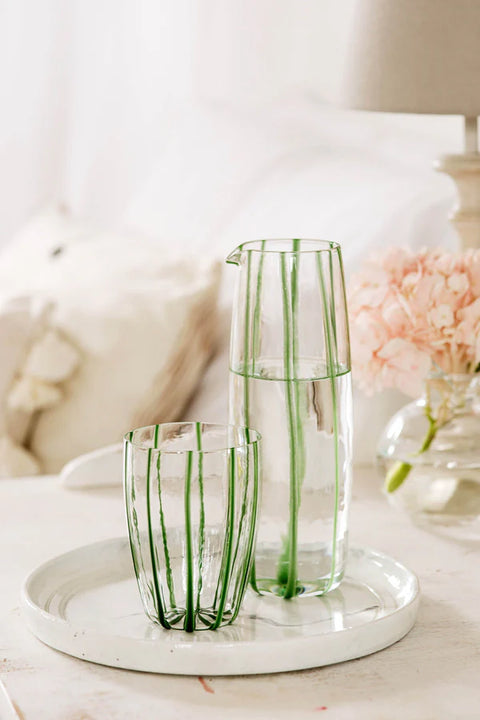 NEW Vietri Nuovo Green Stripe Pitcher