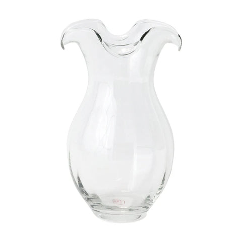 Vietri Hibiscus Glass Clear Vertical Fluted Medium Vase