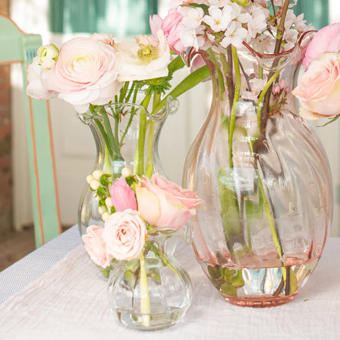 Vietri Hibiscus Glass Clear Vertical Fluted Medium Vase