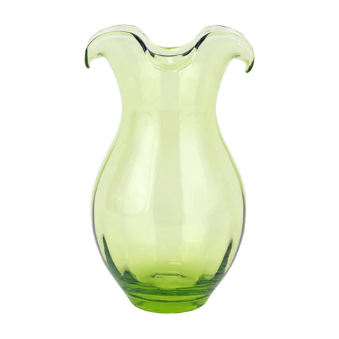 Vietri Hibiscus Glass Green Vertical Fluted Medium Vase