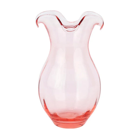 Vietri Hibiscus Glass Pink Vertical Fluted Medium Vase