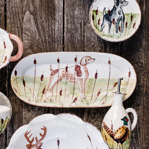 Vietri Wildlife Spaniel Oval Platter