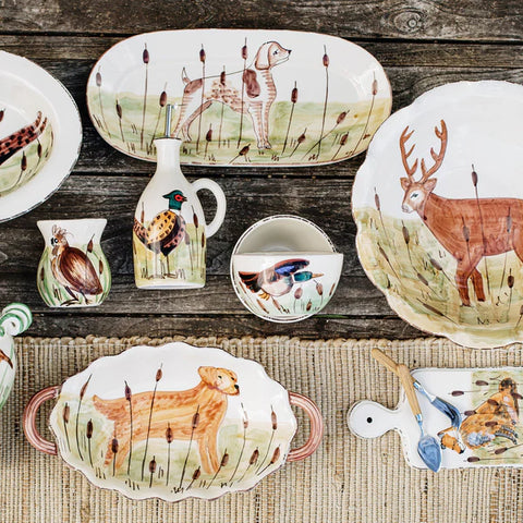 Vietri Wildlife Spaniel Oval Platter