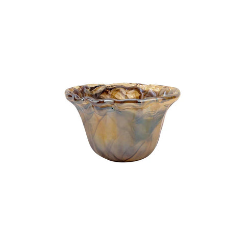 NEW Vietri Onda Glass Tortoiseshell Small Rimmed Bowl