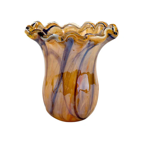 NEW Vietri Onda Glass Tortoiseshell Small Tulip Vase