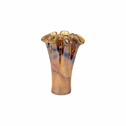 NEW Vietri Onda Glass Tortoiseshell Short Vase