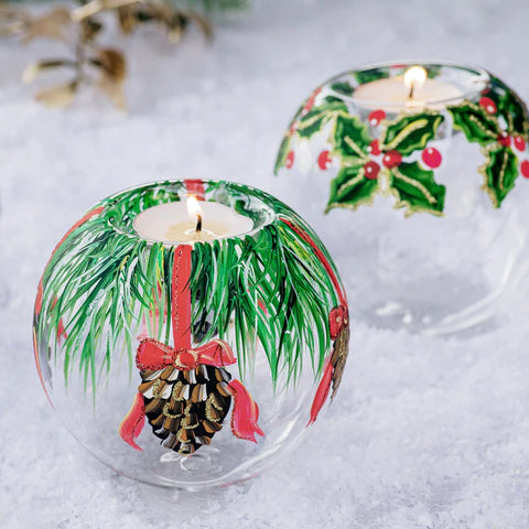 NEW Vietri Illuminare Holiday Pinecones Votive