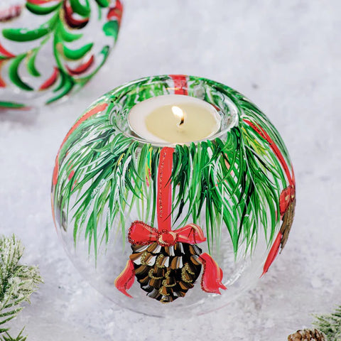 NEW Vietri Illuminare Holiday Pinecones Votive