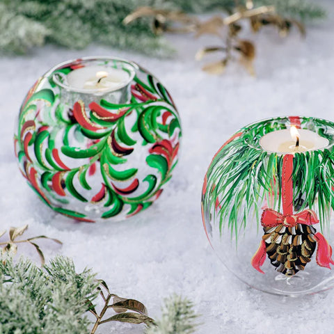 NEW Vietri Illuminare Holiday Scroll Votive