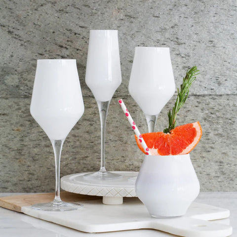 Vietri Contessa White Water Glass