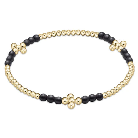 enewton signature cross gold bliss pattern 2.5mm bead bracelet - hematite