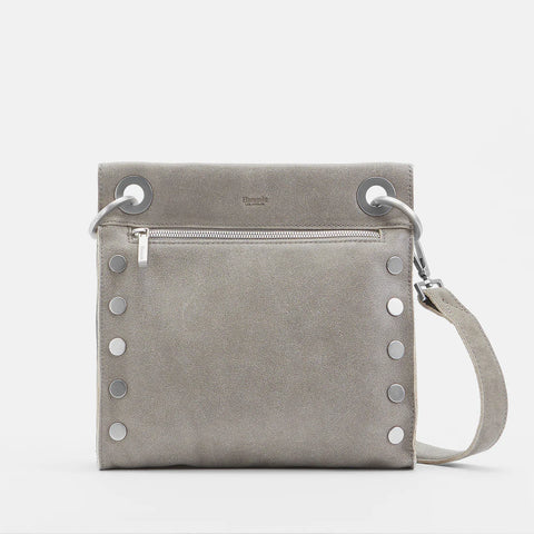 Hammitt Tony Medium Pewter Brushed Silver Leather Crossbody