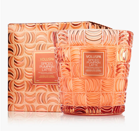 Voluspa Spiced Pumpkin Latte 3 Wick Hearth Candle
