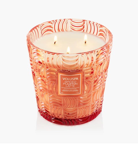 Voluspa Spiced Pumpkin Latte 3 Wick Hearth Candle