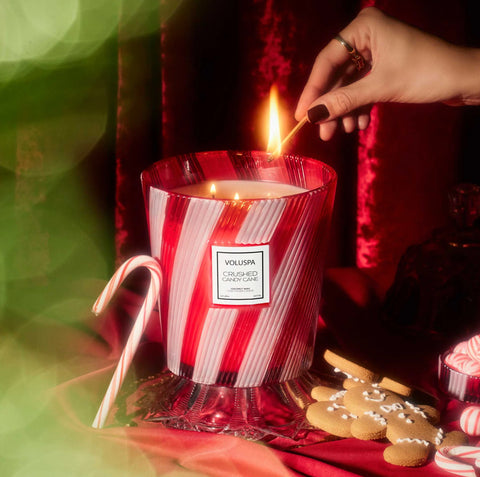 Voluspa Crushed Candy Cane 3 Wick Hearth Candle