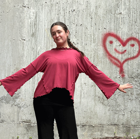 NEW Angelrox Truly Bell Sleeve Top Ruby