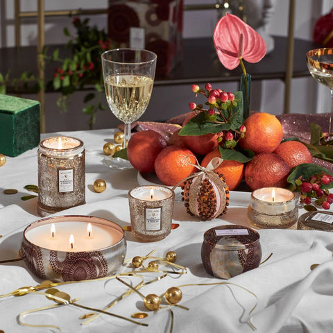 Voluspa Gilt Pomander & Hinoki 3 Wick Tin Candle