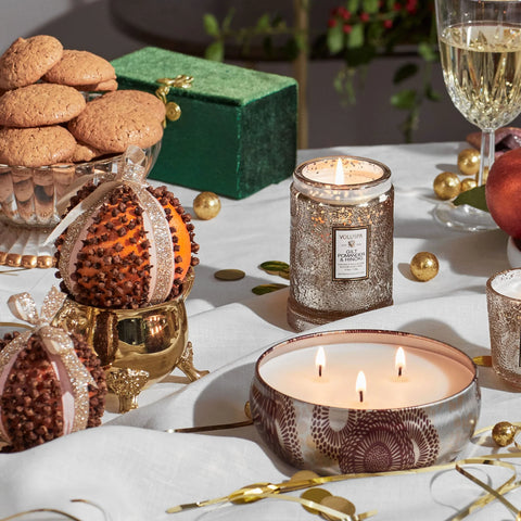 Voluspa Gilt Pomander & Hinoki Small Jar Candle