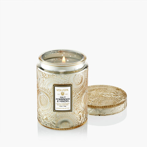 Voluspa Gilt Pomander & Hinoki Small Jar Candle