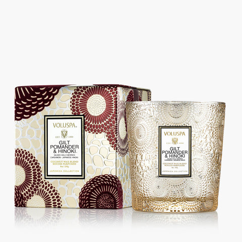 Voluspa Gilt Pomander & Hinoki Classic Candle