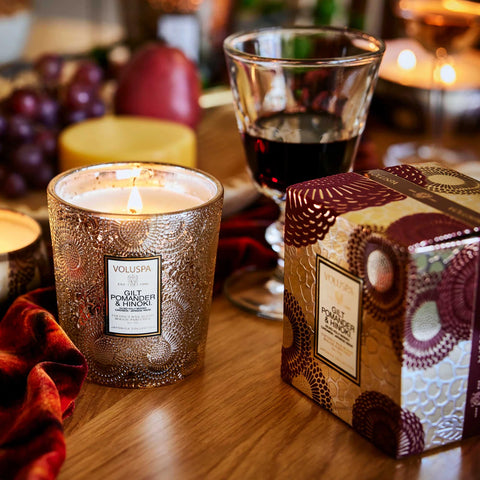 Voluspa Gilt Pomander & Hinoki Classic Candle