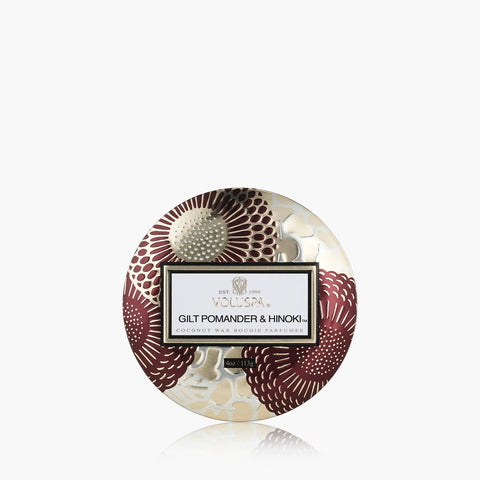 Voluspa Gilt Pomander & Hinoki Mini Tin Candle