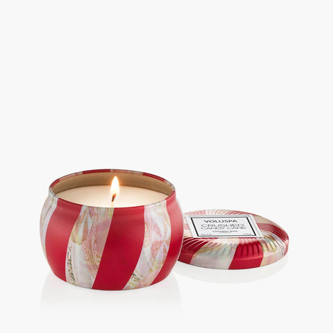 Voluspa Crushed Candy Cane Mini Tin Candle