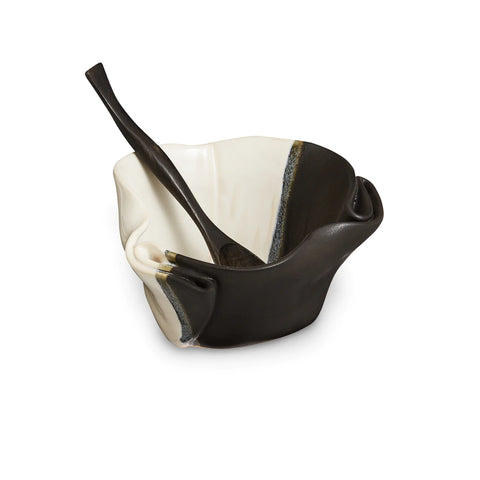 Hilborn Guacamole Bowl with Rosewood Medium Spoon Black/White