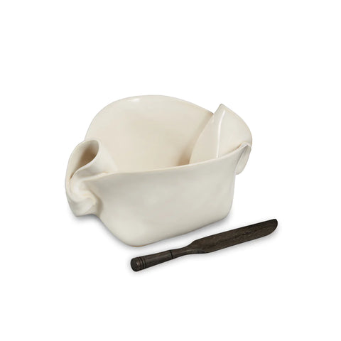 Hilborn Pinch Pot with Rosewood Knife Simply White