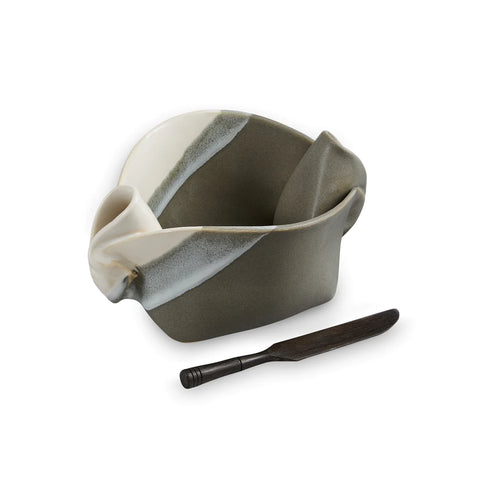 Hilborn Pinch Pot with Rosewood Knife Grey/White