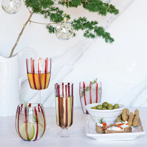 Vietri Nuovo Stripe Red Champagne Glass
