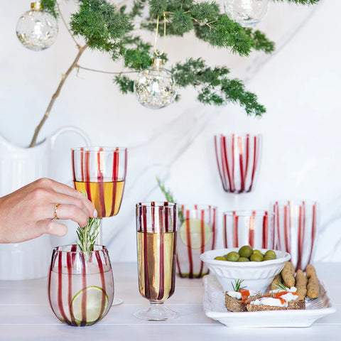 Vietri Nuovo Stripe Red Champagne Glass